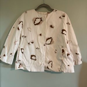 Mossimo Dutti Womens Traveler Blouse Single Button Long Sleeve Boxy Fit White